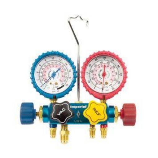 Picture of 4 Valve Manifold c/w Gauges R410A, 63mm Gauges