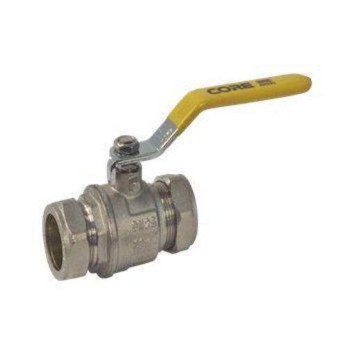 Picture of 28mm CORE800 Comp Ball Valve Yellow Lever EN331 WRAS